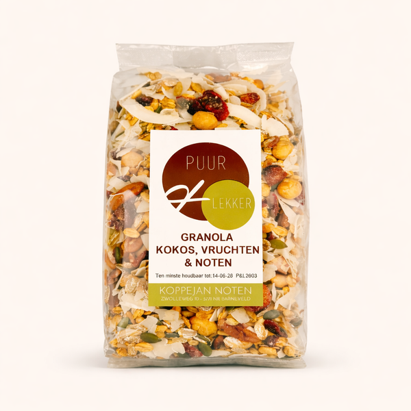 Granola met kokos, vruchten & noten